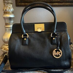 Michael Kors‎ Black Leather Satchel with Gold Accents